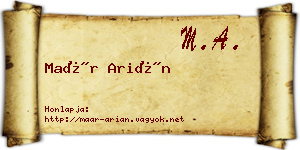 Maár Arián névjegykártya